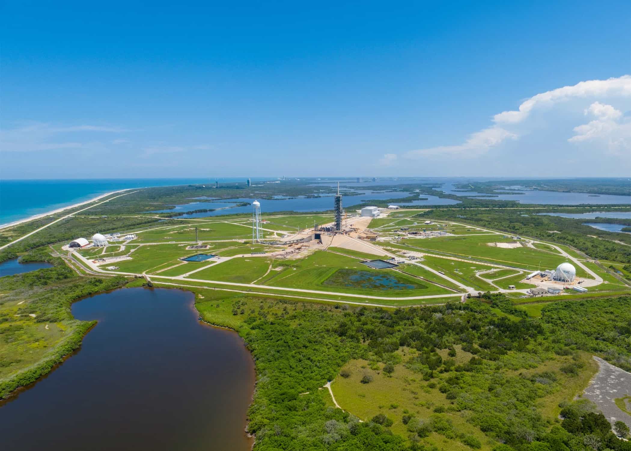 Aerial view of the Kennedy Space Center launch complex